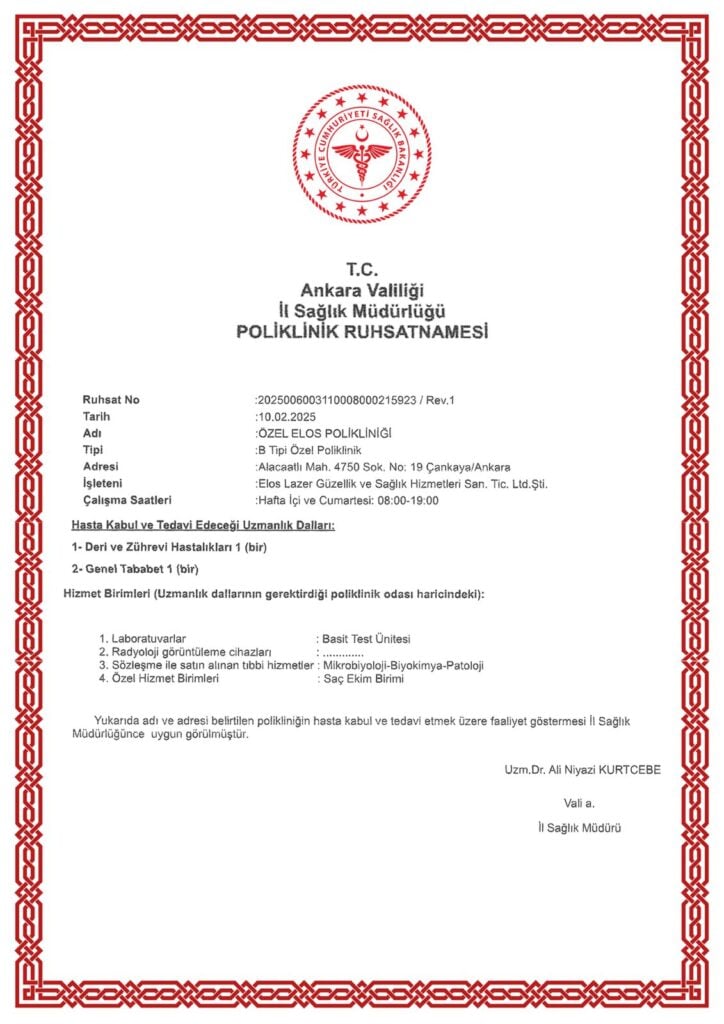 elos klinik sağlık bakanlığı ruhsatı