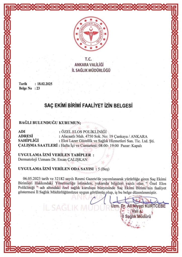 elos klinik sa&ccedil; ekimi yetki belgesi
